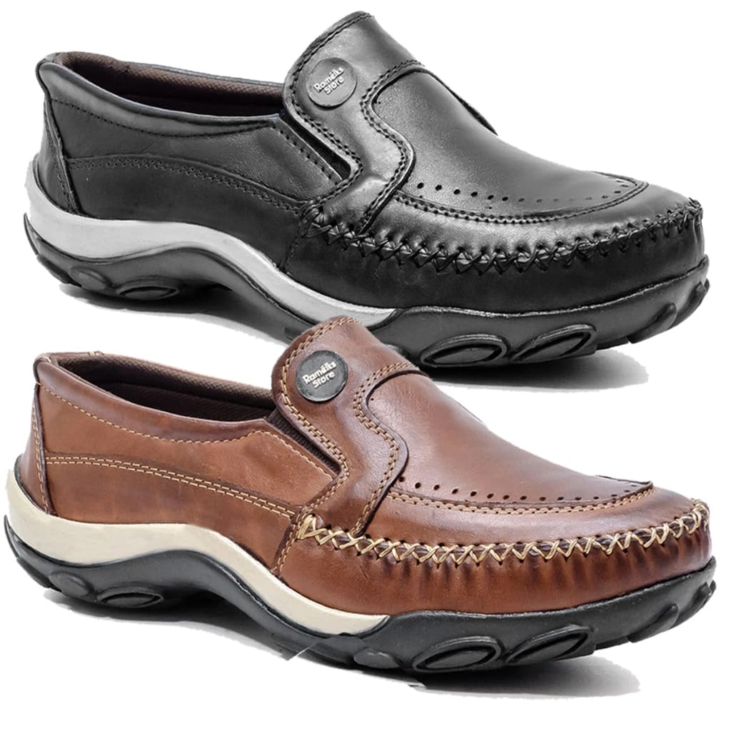 Kit 2 Pares Sapatilha Mocassim Masculino todo em Couro Legítimo - 2020