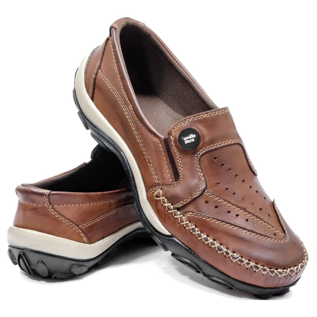 Sapatilha Mocassim Masculina Couro Havana - 2021