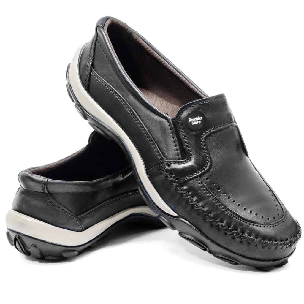 Sapatilha Mocassim Masculina Preto Couro Legítimo 2020