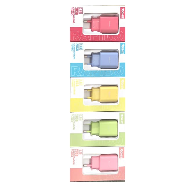 Caixinha Carregador turbo 2USB 5.8A Colorido, duas entradas usb