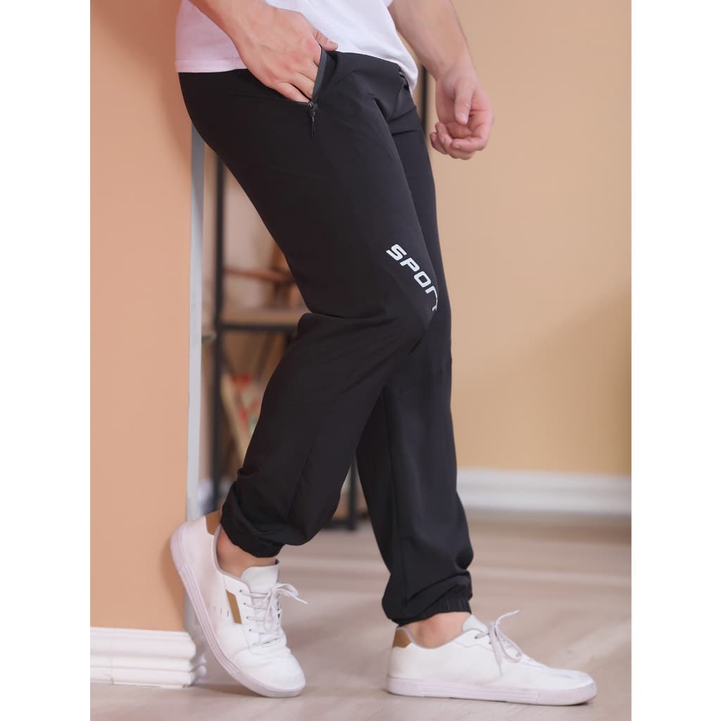 Calça fino masculina importado bolsos com zíper tactel com elastano novo Modelado com design reflexivo