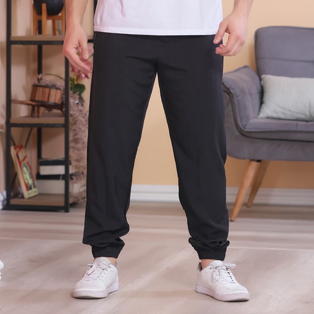 Calça fino masculina importado bolsos com zíper tactel com elastano novo Modelado com design reflexivo