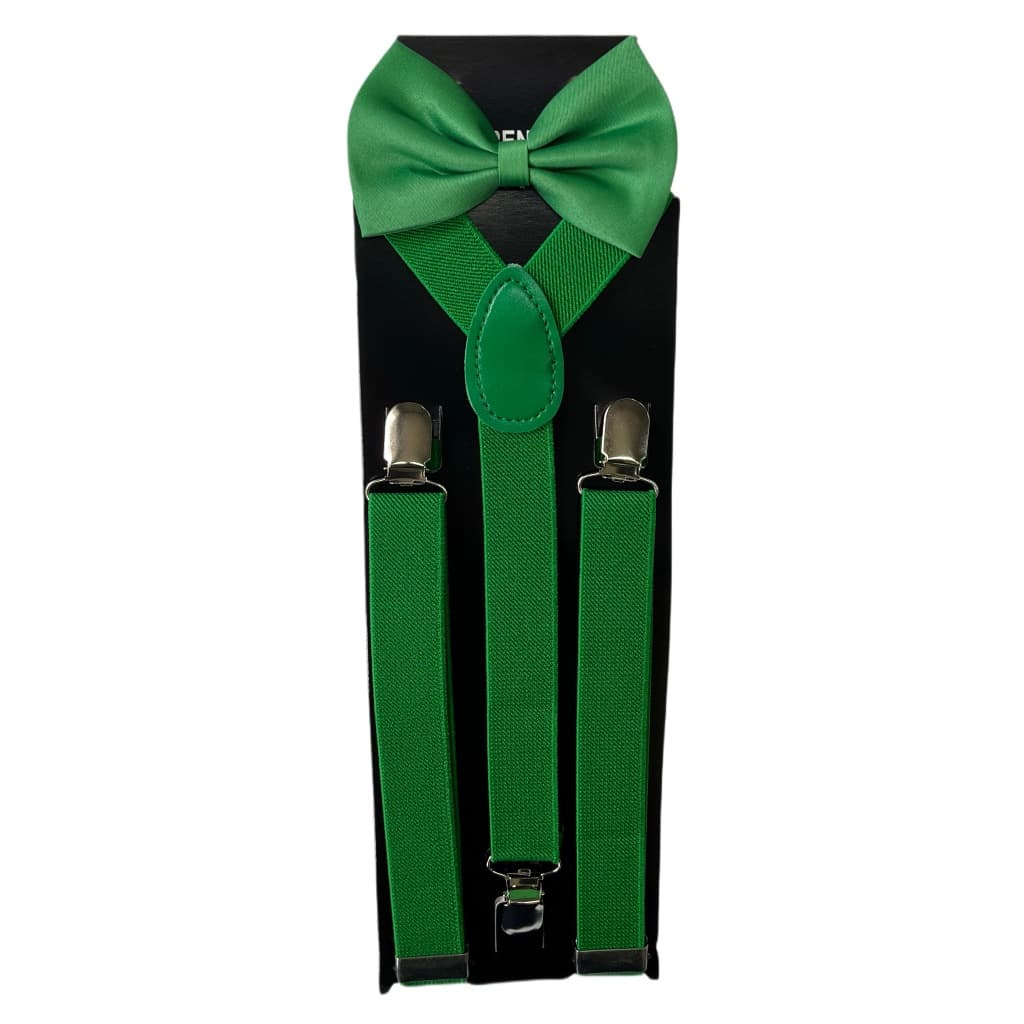 Suspensório e Gravata Borboleta Verde Bandeira Tamanho Adulto Casamentos Eventos Formatura