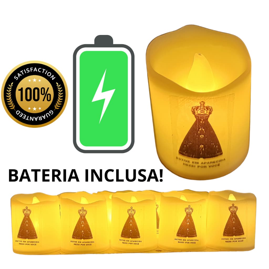 Velas Led Nossa Senhora Aparecida Religioso decorativas de Led eletrônicas (COM BATERIA INCLUSA)