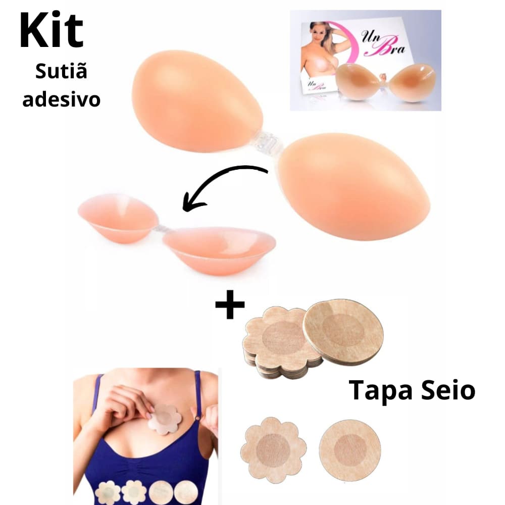 Kit - Tapa-Seios Invisível Adesivo Protetor + Sutiã Adesivo de Silicone Invisível-BOJO