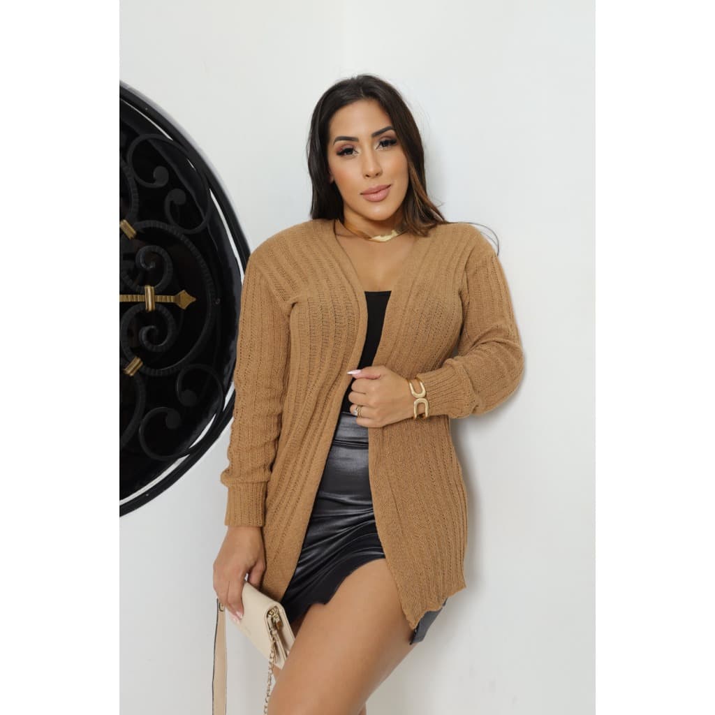 Cardigã Tricô Feminino Manga Longa Tendência Moda Inverno Barato Oferta Relâmpago