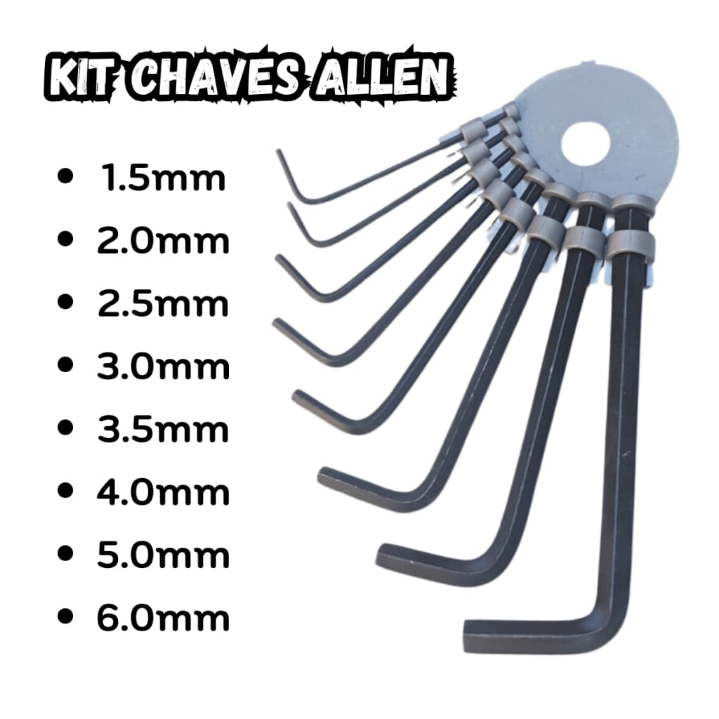 Kit Chave Allen 1,5 - 2 - 2,5 - 3 - 3,5 - 4 - 5 - 6mm Jogo Com 8 Peças Resistentes