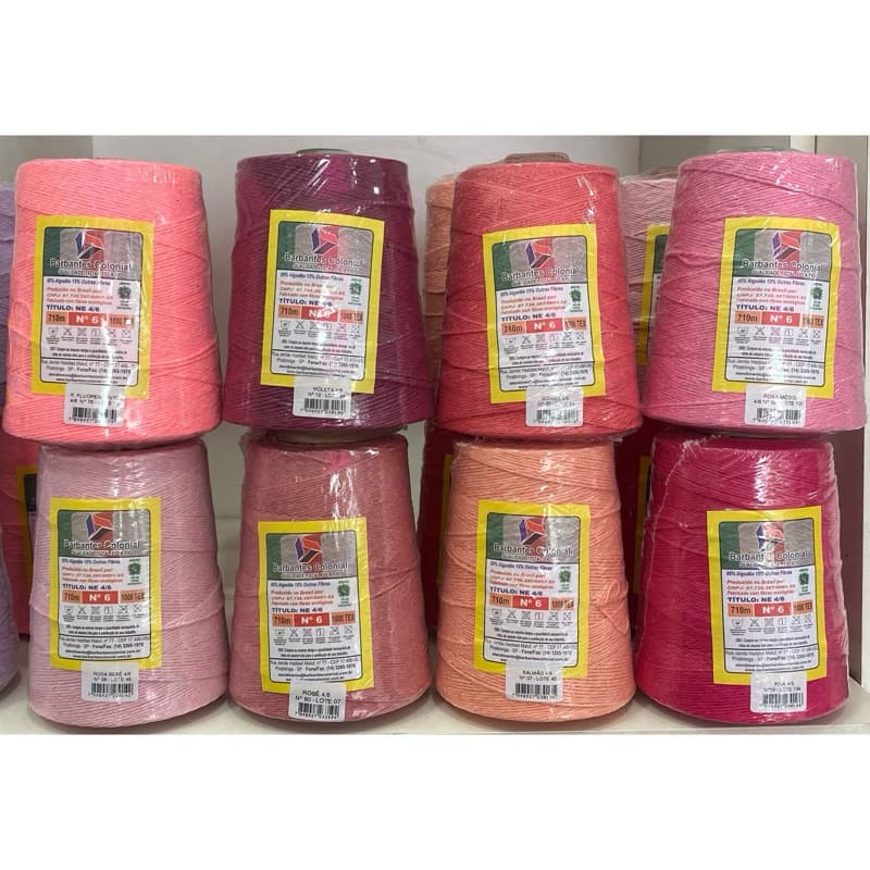 Barbante Colonial de Piratininga Rosa, Lilás, Pink, Goiaba, Salmão, Violeta 700 gramas