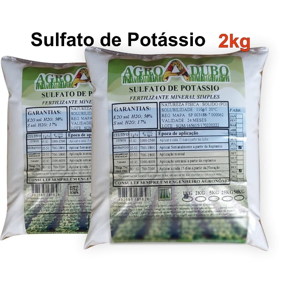Fertilizante Sulfato De Potassio 2kg Hidroponia Soluvel