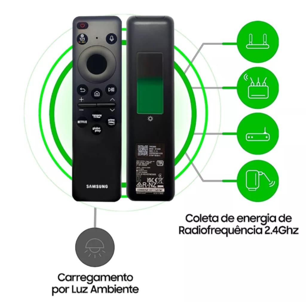 Controle Original Remoto Samsung Solar Bu8000 carregamento solar e USB-C modelo UN75BU8000GXZD