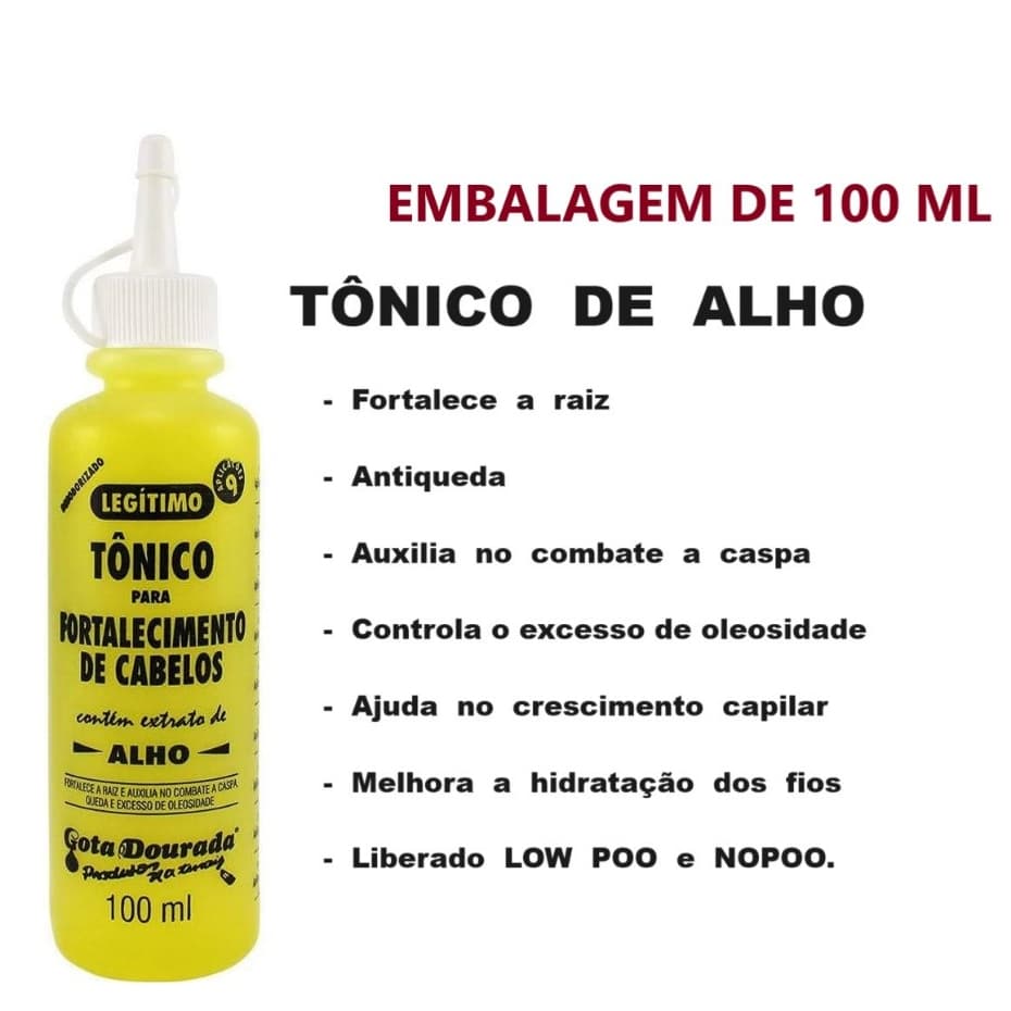 Tônico de Alho GOTA  DOURADA  para fortalecimento dos cabelos  100ml