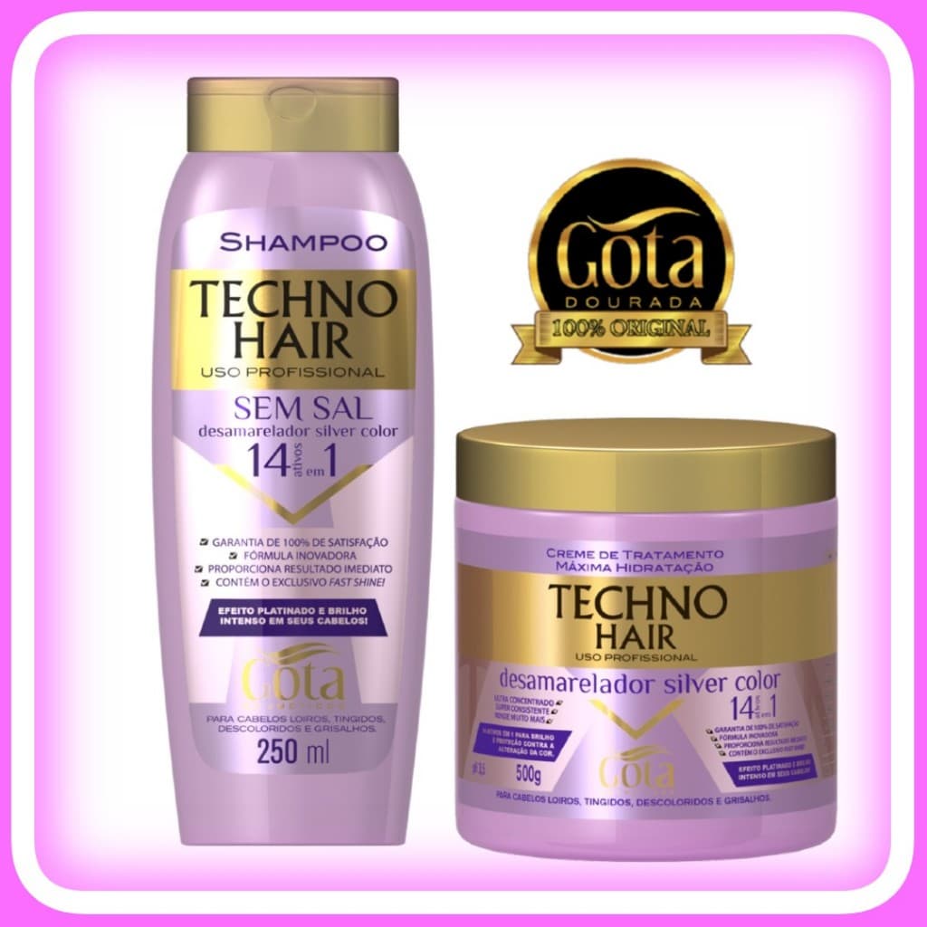 Kit Technohair Desamarelador Gota Dourada com Shampoo e Creme de Tratamento