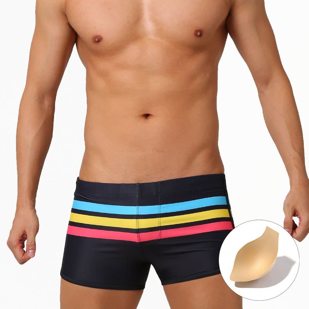 Calção de banho masculino com tiras de natação e calça curta de praia