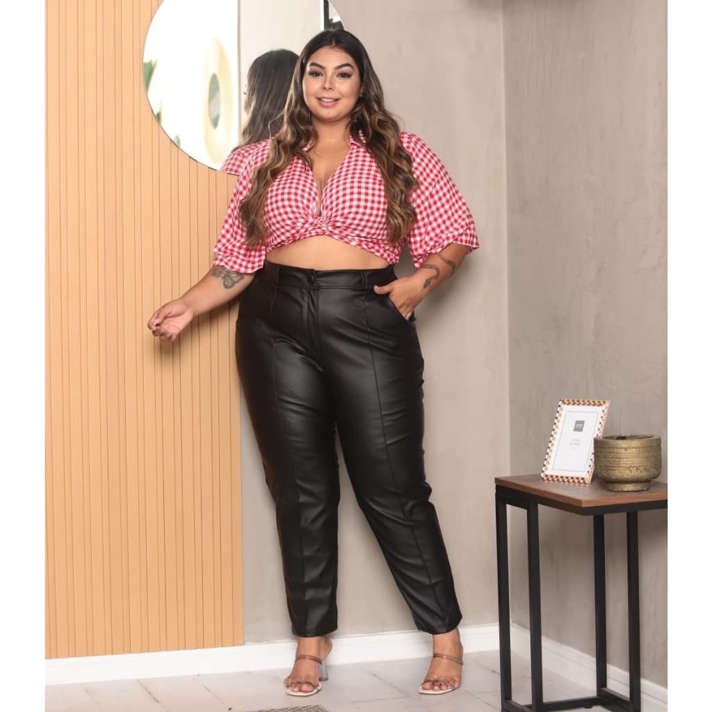 Calça Plus Size Courino Grande Lançamento Outono Inverno Mk