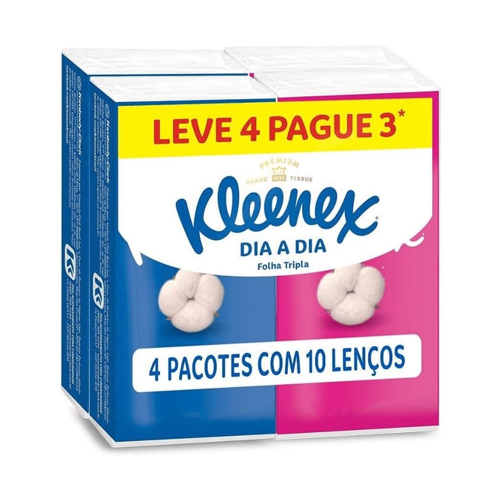 LENÇOS PAPEL KLEENEX DIA A DIA BOLSO LEVE4 PAGUE3