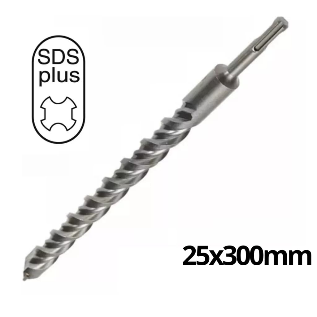 Broca De Vídea Sds Plus Longa 25mm X 300mm - Para Perfurar Concreto Alvenaria Tijolos e Pedras