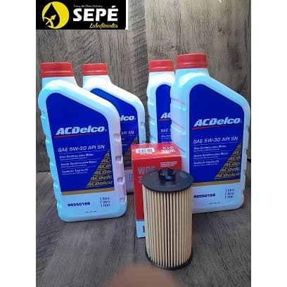 Kit Troca De Óleo 5 litros e filtro de oleo 5w30 sintetico acdelco Cruze 1.8 2011 2012 2013 2014 2015 16