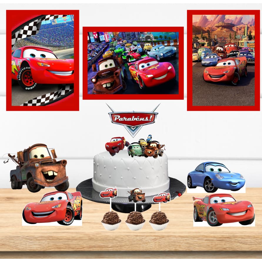 Kit Só um Bolinho - Carros - Kit Festa em casa  - Aniversário, Mêsversário