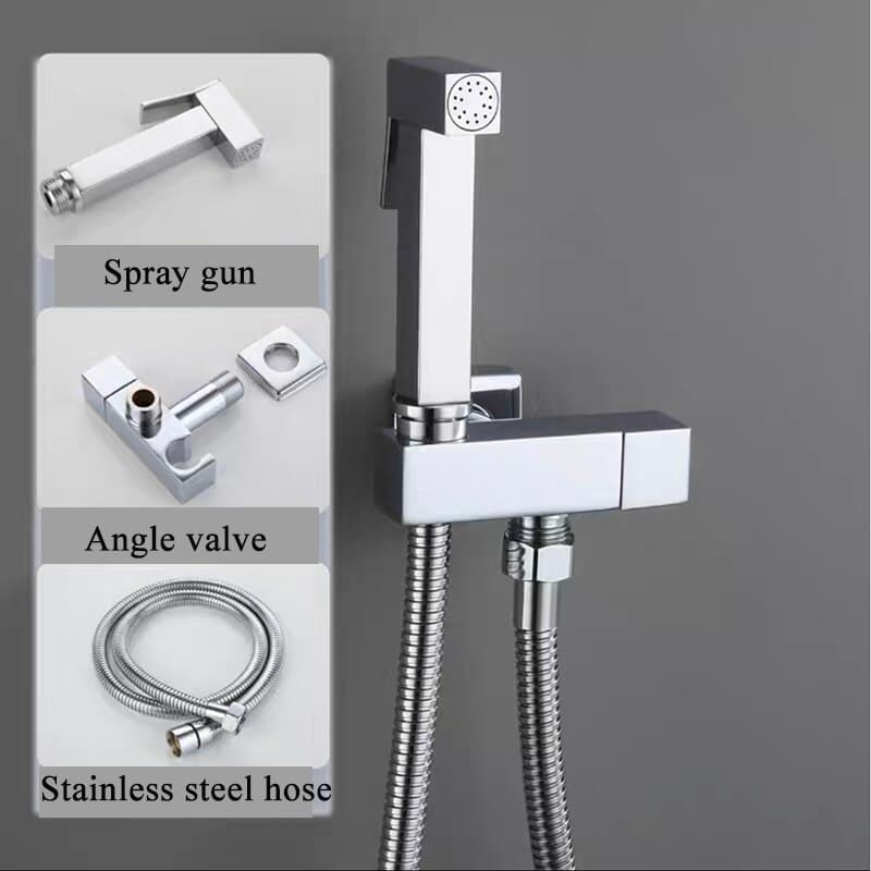Ducha Higiênica Quadrada Metal Inox Luxo Gatilho 1/4 Volta Banheiro Yesop