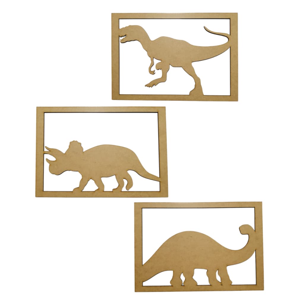 Kit 3 Quadros Decorativos Dinossauro Baby Vazado Quarto Infantil Menino Menina