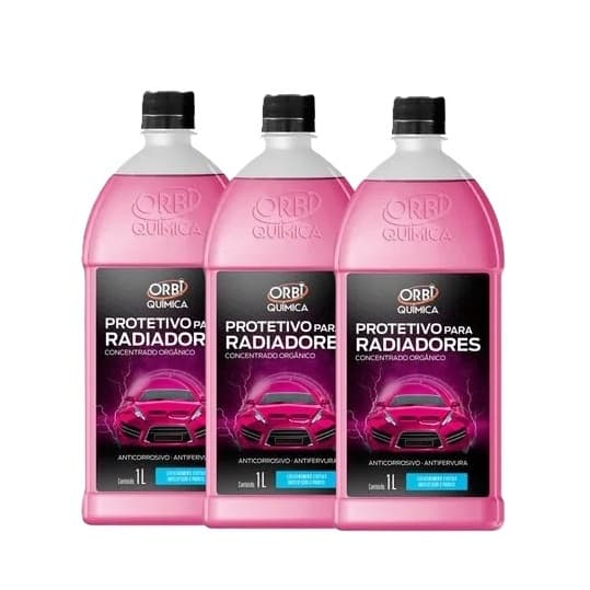 KIT ADITIVO RADIADOR PROTETIVO ORGANICO CONCENTRADO ROSA PROTECAO RADIADOR 3L ORBI QUIMICA