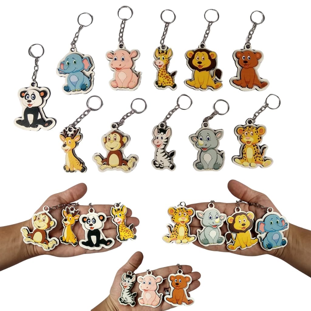 Kit 11 Lembrancinha Chaveirinho Animais Gravação Uv Mdf Safari