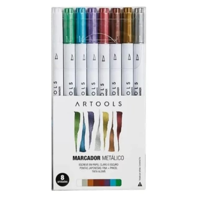 Estojo Caneta Marcador Artools 8 Cores Metálicas