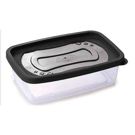 Pote de Plástico Retangular 620 ml Clic-Preto - Plasutil