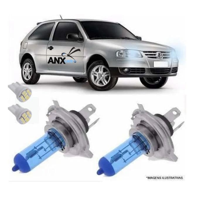 Par Lâmpadas Super Branca Gol G3 G4 G5 Farol H4 8500k