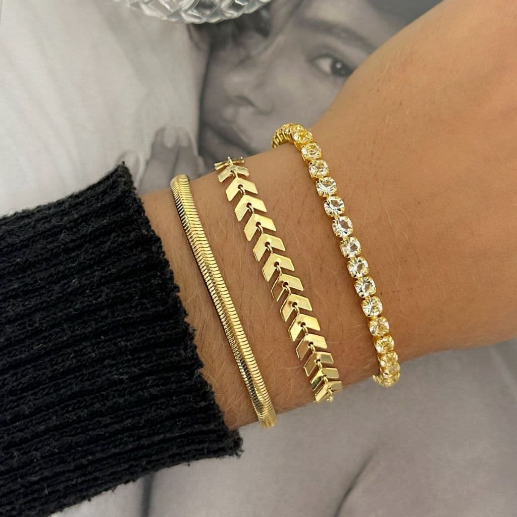 Kit Pulseira Rabo de Rato Escama Riviera Banhado a Ouro 18k