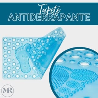 Tapete box de plastico com ventosas para grudar e bolinha de massageador formato pezão
