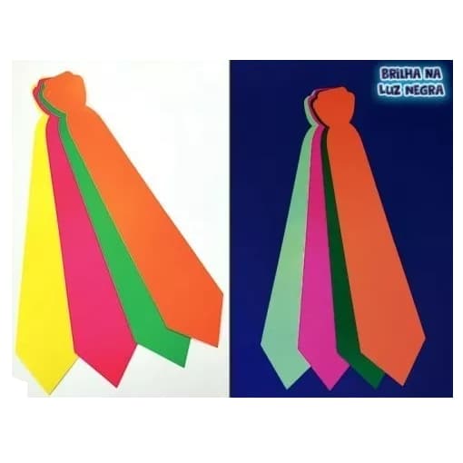 Kit 12 Gravatas Neon Longas Papel 38 Cm Festa, Carnaval, Fantasia