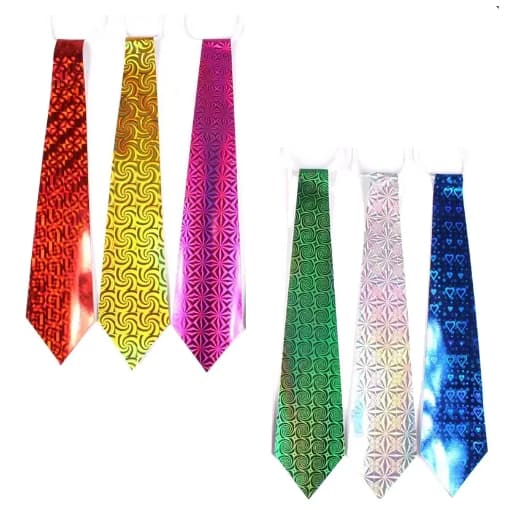 Kit 12 Gravatas Holográficas Longas Papel 38 Cm Festa, Carnaval, Fantasia
