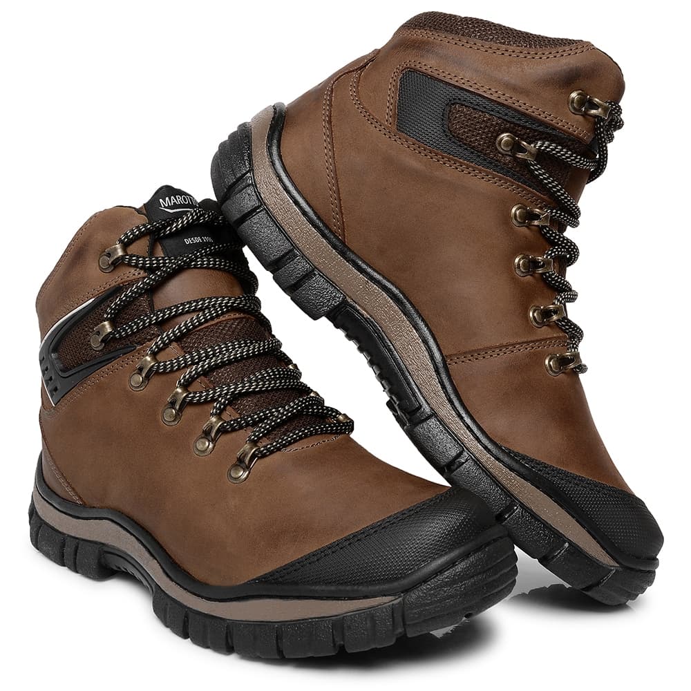 Bota Adventure Masculina Coturno Masculino Couro Legítimo + Palmilha Confort Solado Costurado Marotto Original