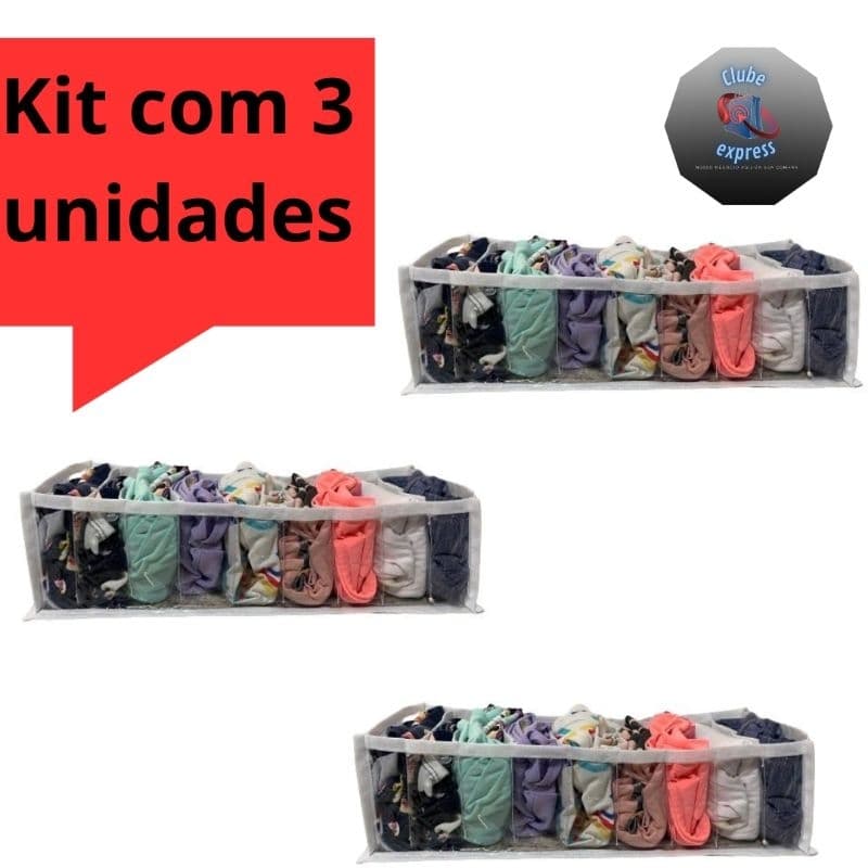 kit com 03 Colméias (Tam. P) Organizadora Para Gavetas Guarda Roupa Ideal Para Peças Íntimas, Meias e Gravatas...