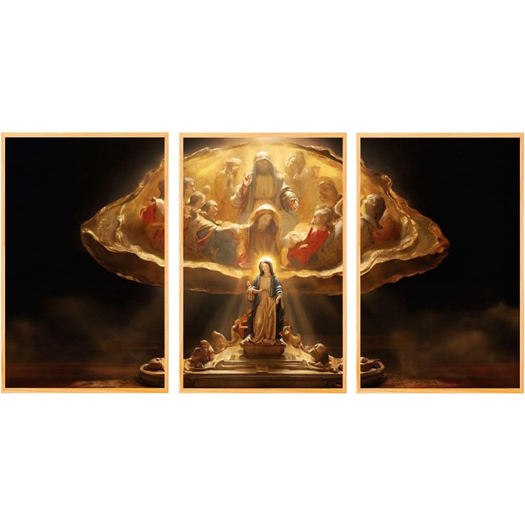 Quadro decorativo religiosos Nossa Senhora e santos 3 peças