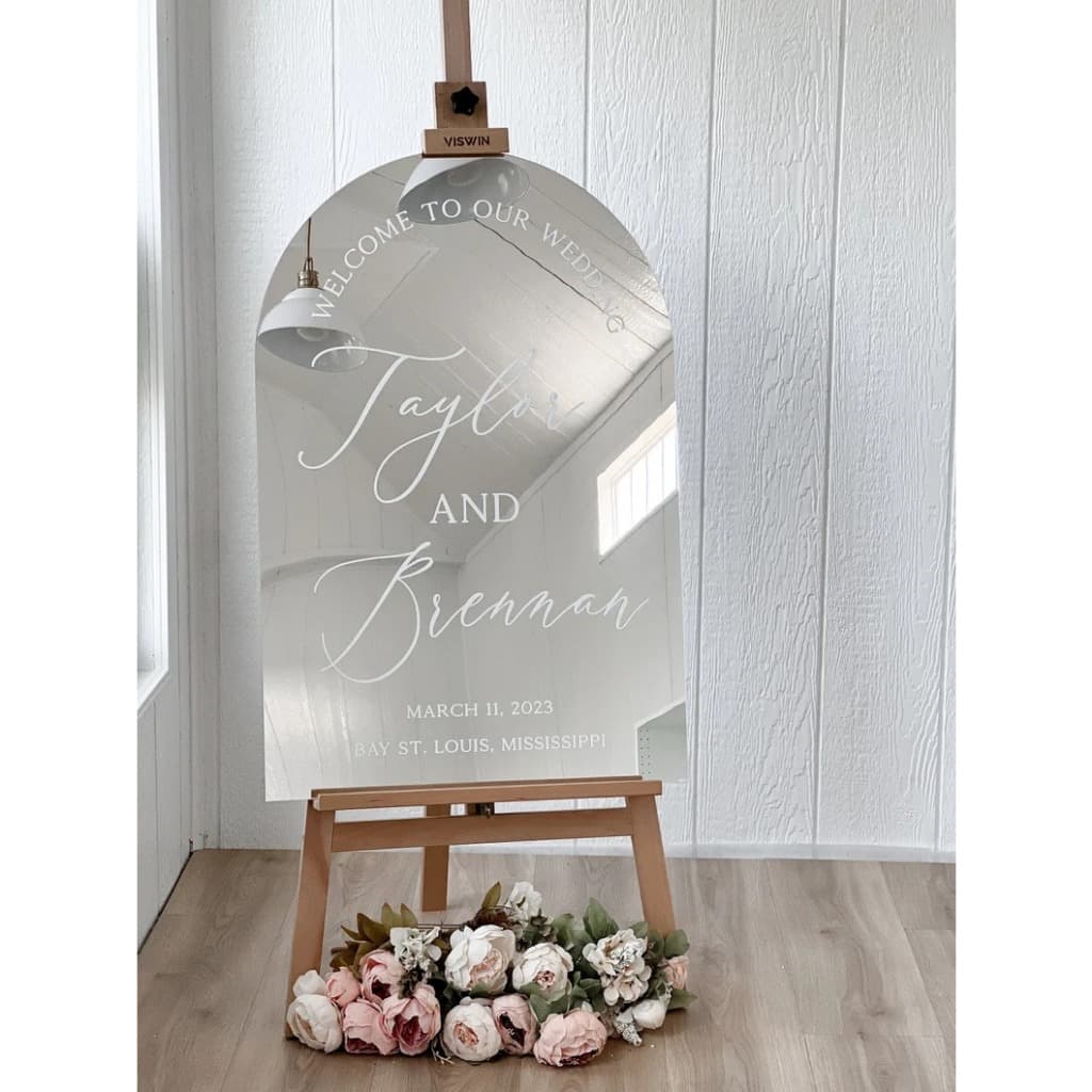 Placa para Casamento 40x60cm Bem Vindo Espelhada Aniversário Evento Festa Noivos Entrada Quadro