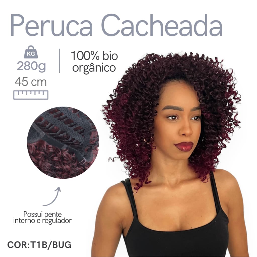 Peruca Curta Cacheada Lace/Wig 45Cm Cachos Macio Idêntica Ao Natural