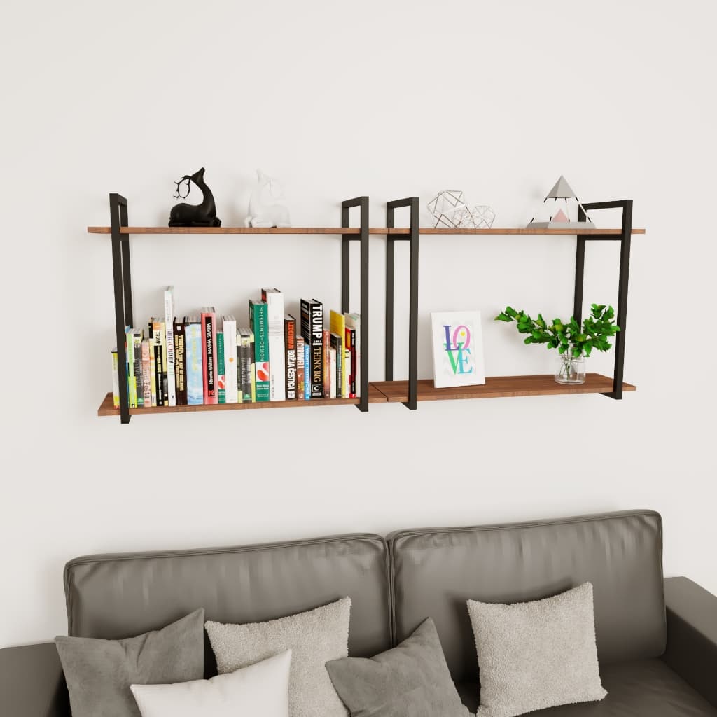 Nicho Industrial Banheiro Prateleira Dupla Amêndoa MDF 60cm