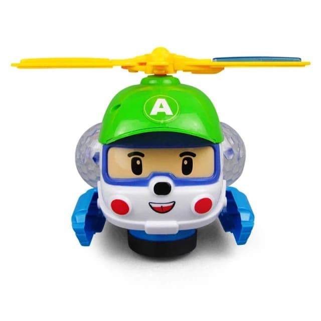 Helicóptero De Plástico Com Motor A Pilha Cartoon Giratório 360 Graus Bate E Volta