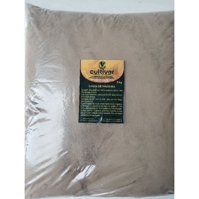 Cinza de Madeira Pura e Peneirada Fina Fertilizante Orgânico Adubo Natural Jardim Hortas Pomar Anti Pragas - 3 KG
