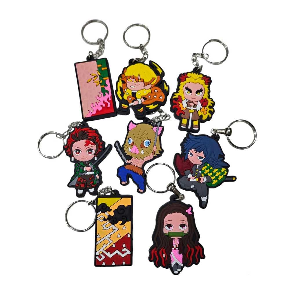 Kit com 12 peças lindos chaveiros de alta qualidade emborrachados do  DEMON SLAYER.