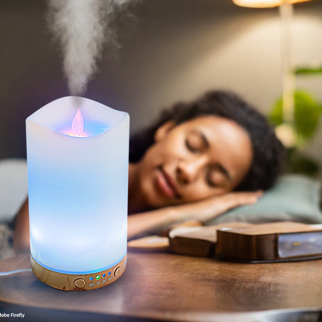 Umidificador de Ar Difusor De Aromas Difusor De Óleo Essencia Vela Luminária Com Controle