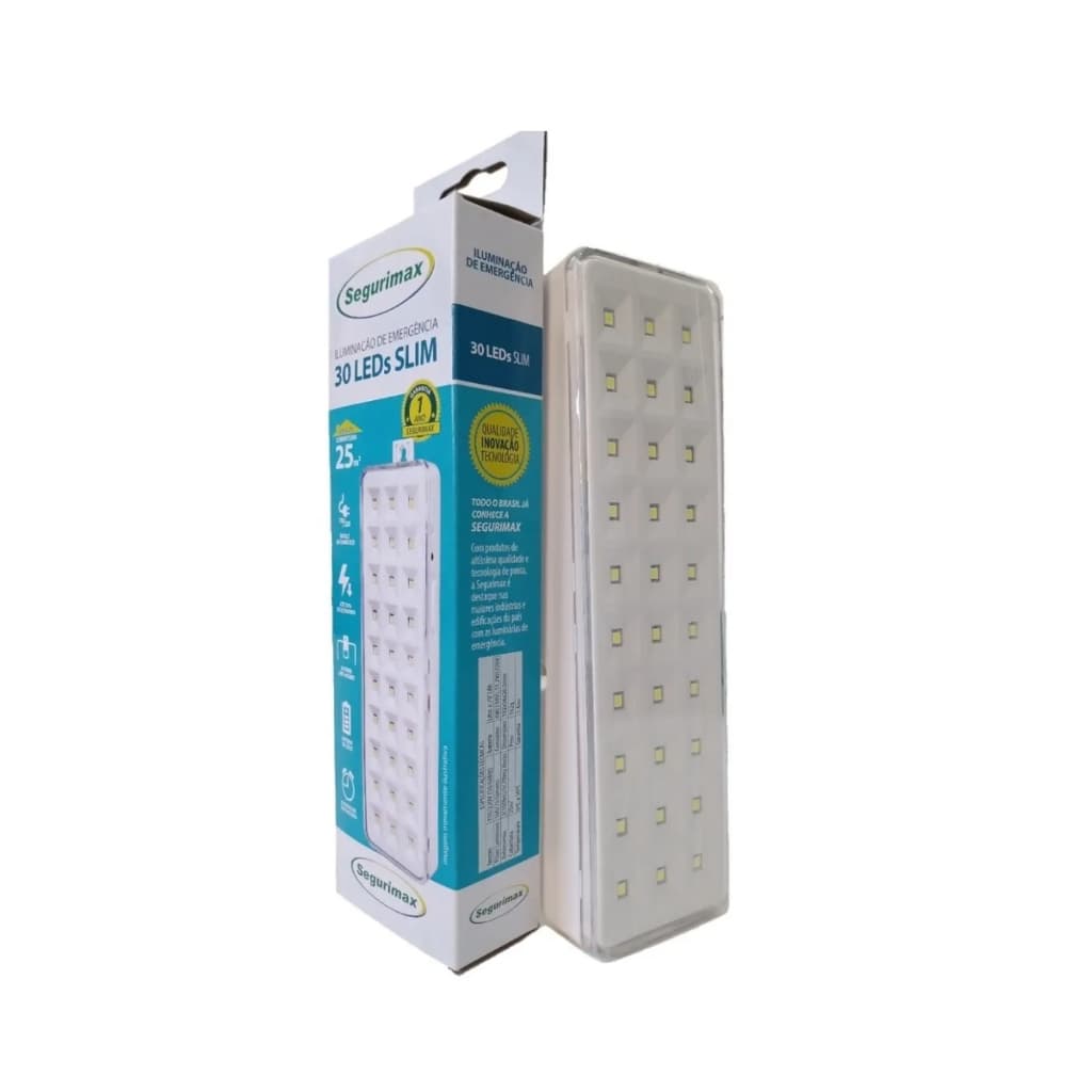 Iluminação Luminária Luz de Emergência 30 Leds Super Slim