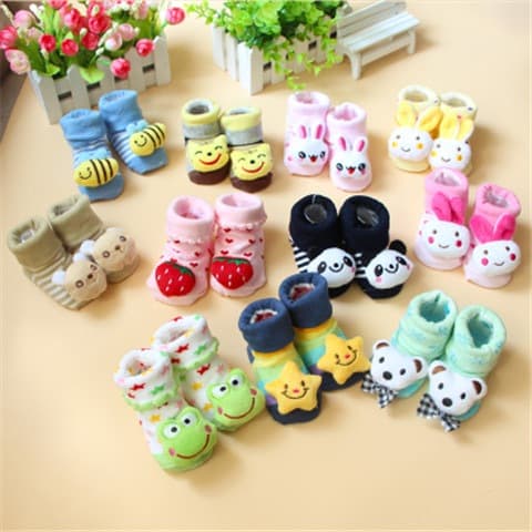 Kit 5 Pares De Meias Infantil Bebê Pantufa 3D Bichinho Meia Recém Nascido/Menina/Menino RN