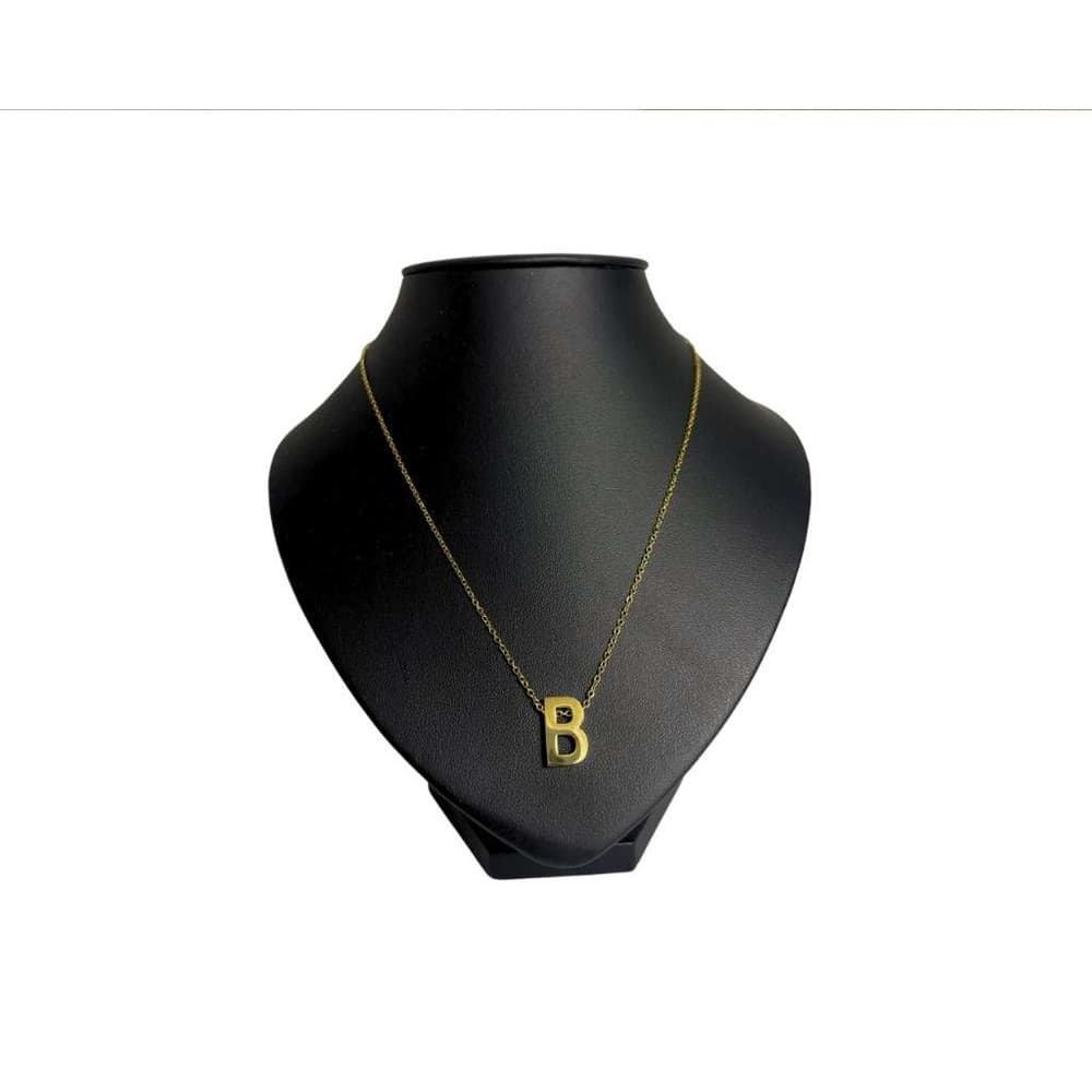 Colar Dourado Com Pingente Letra B Em Aço Inox