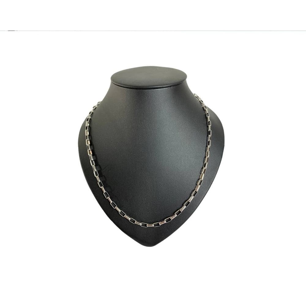 Corrente Prateada Tijolinho 4 Mm Com 60 Cm Em Aço Inox