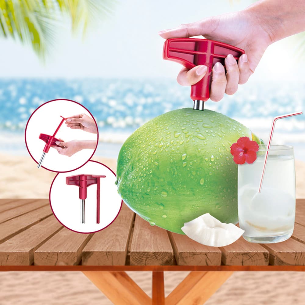 Fura Coco Prático Inox Resistente Keita Furador Abridor coco