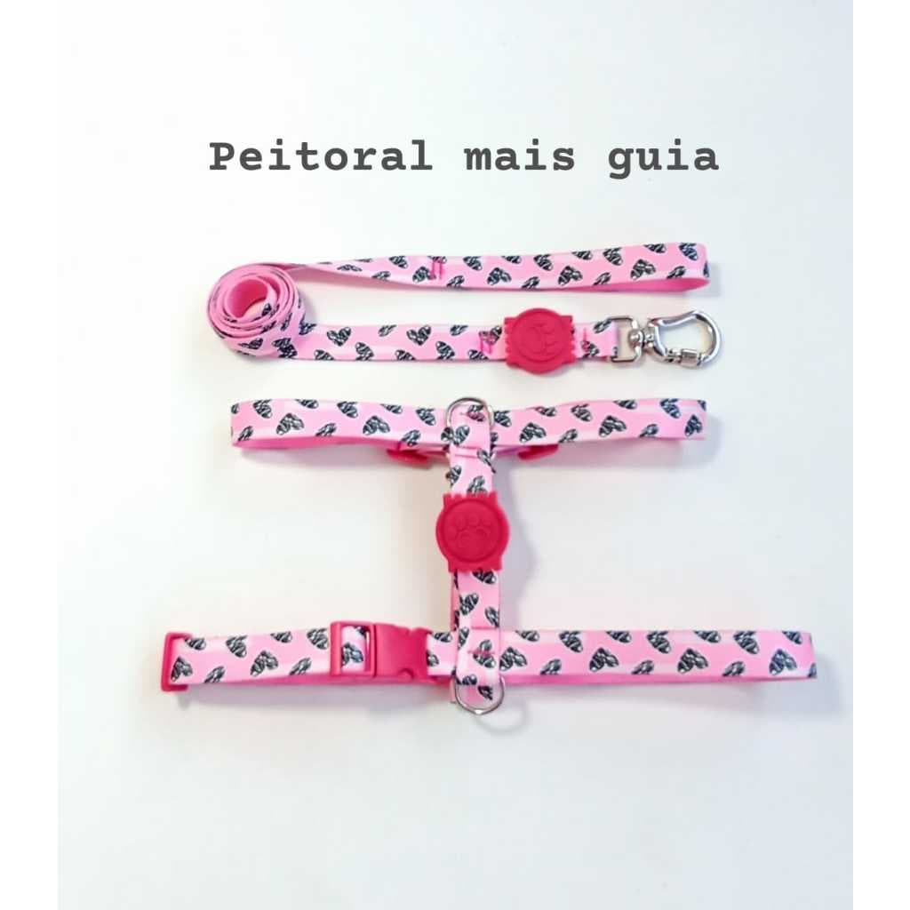 Coleira Peitoral H Anti - puxão para cachorro com Guia e trava de segurança
