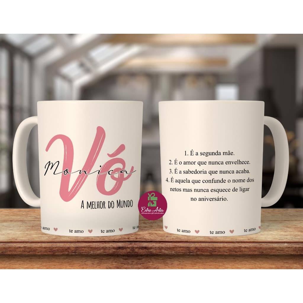 Kit 4 Canecas Vovo Avos Com Nome Presente Surpresa Convite Definição Prepara o Colinho